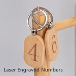 50-Piece Blank Beechwood Oval Keyring Set - Image 2