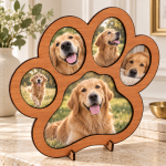 Paw-Shaped Pet Photo Frame – Cherry Veneer - Image 3