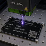 Custom Black Anodised Aluminium HVAC Equipment ID & QR Plate - Image 3