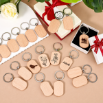 50-Piece Blank Beechwood Oval Keyring Set - Image 3